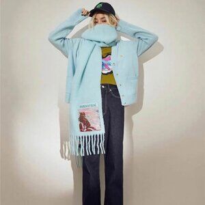 Maison Kitsune Blue Wool Scarf